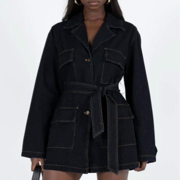 Lioness Giselle Dark Wash Denim Dress - Picture 1 of 4